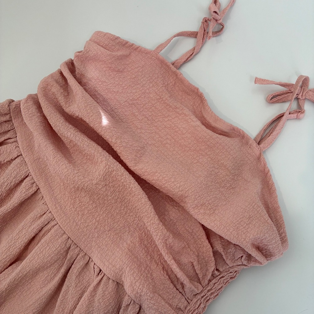 Zara Kids Teen Pink Textured Ruffle Smocked Cami Mini Dress 16Y 16 Years XXS XS